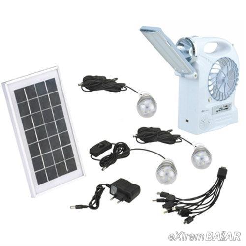 Többfunkciós SOLAR rádió, ventilátorral, lámpa funkcióval, USB kimenettel és lámpákkal