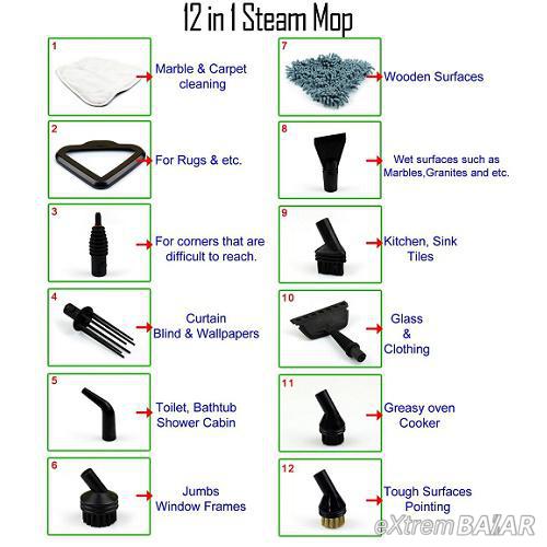 Steam Mop 12 in 1 kézi gőztisztító, sterilizátor 1300W