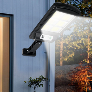 Extra fényes napelemes fali lámpa fény- és mozgásérzékelővel - IP65 forgatható utcai lámpa+távirányító